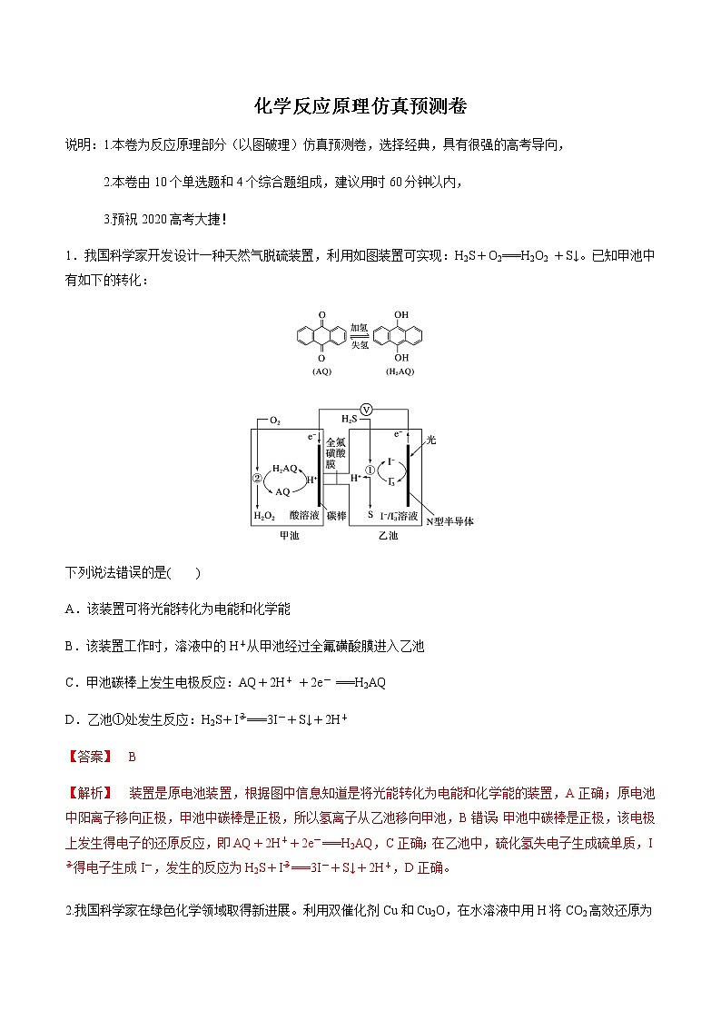 备战2021年高考化学之突破反应原理题-化学反应原理（以图破理）仿真预测卷01