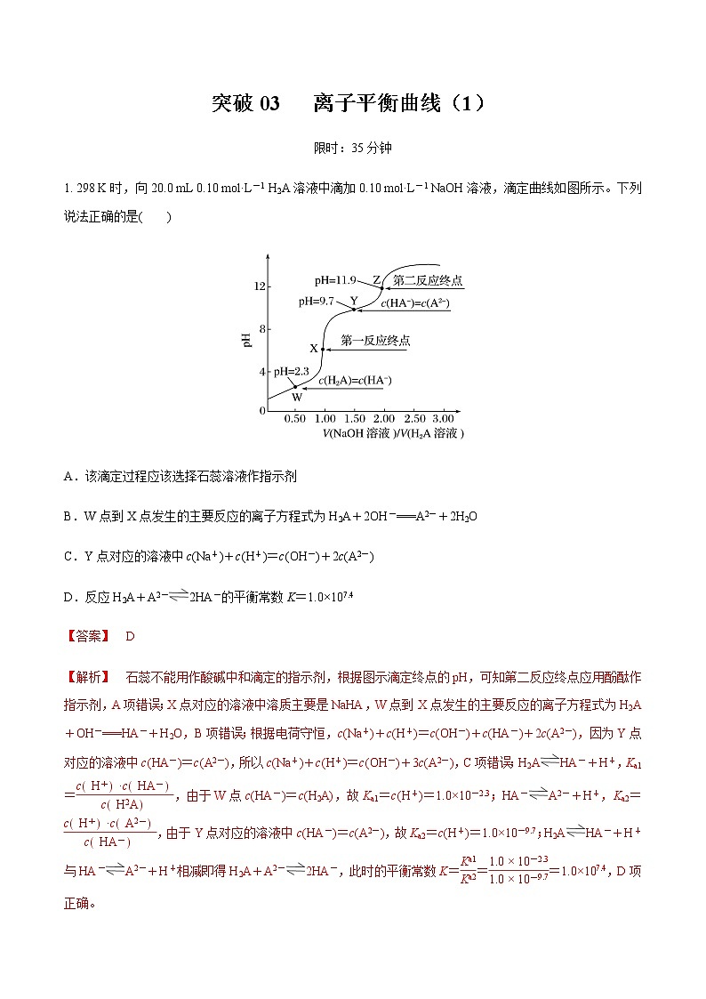 突破03 离子平衡曲线图（考情分析、滴定曲线攻略）（解析版）第1页