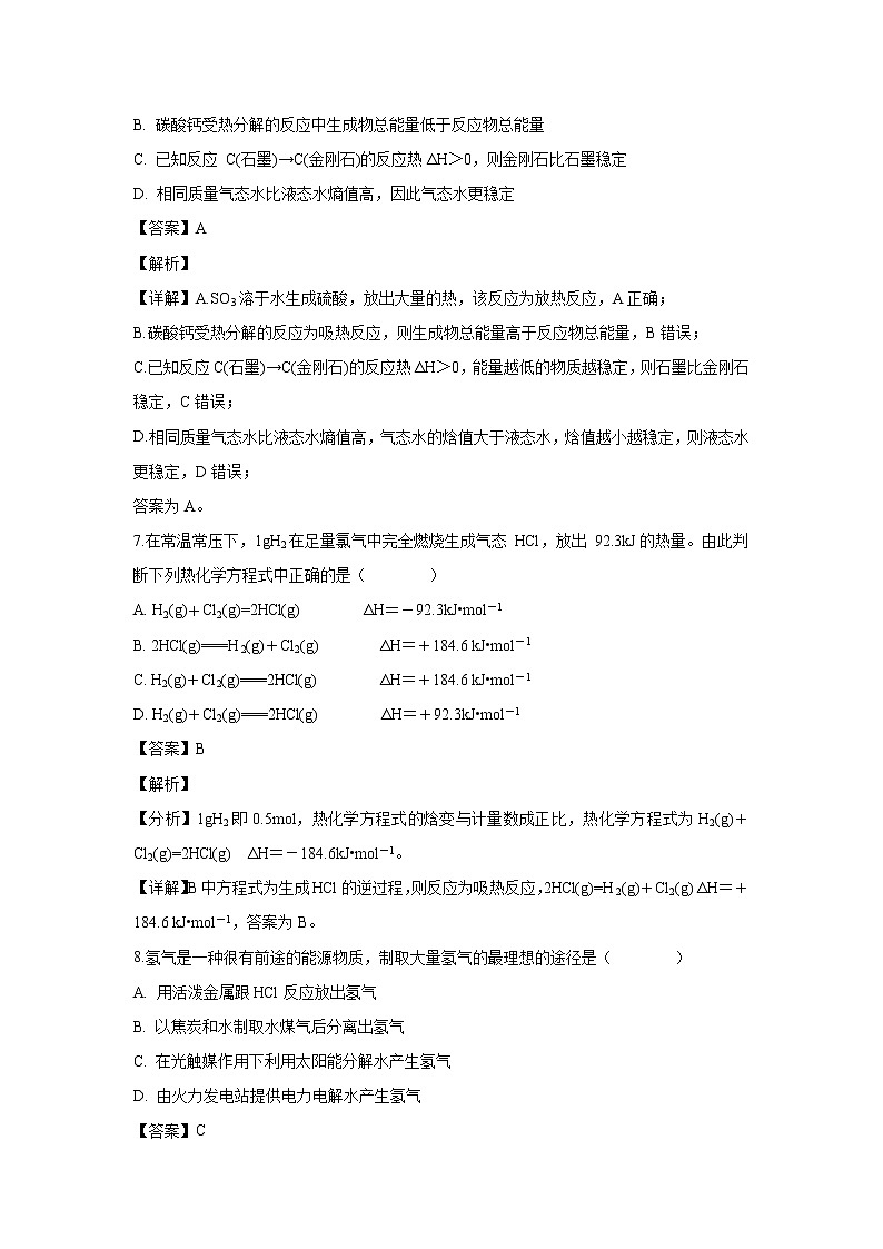 【化学】四川省邻水实验学校2019-2020学年高二上学期第一次月考试题（解析版）03