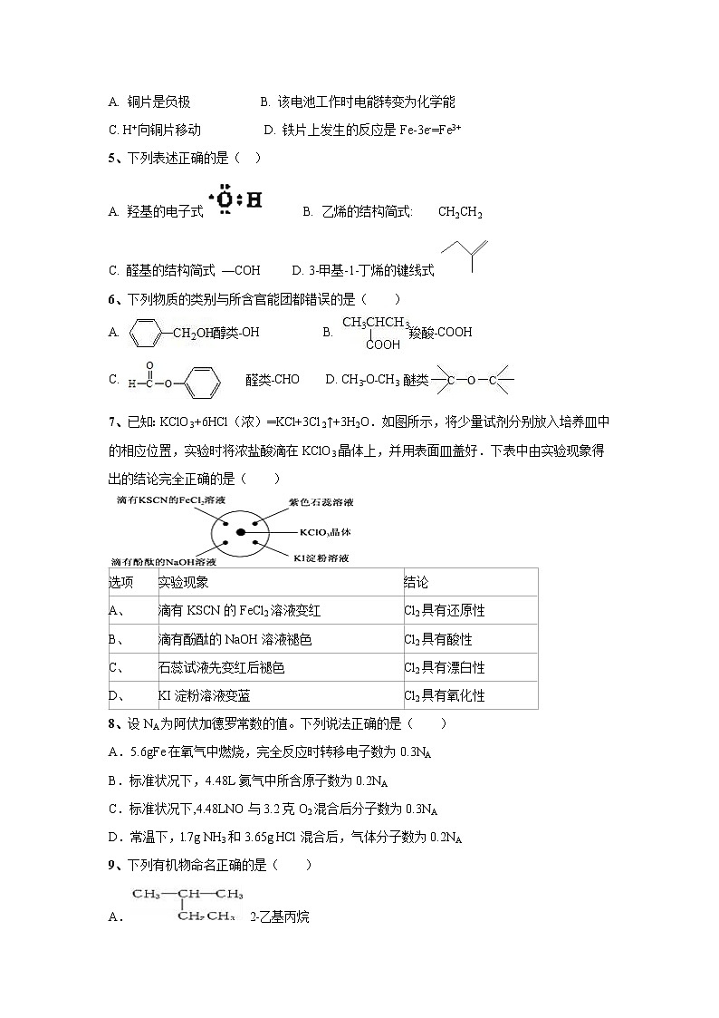 【化学】云南普洱市景东一中2019-2020学年高二上学期第一次月考试卷02