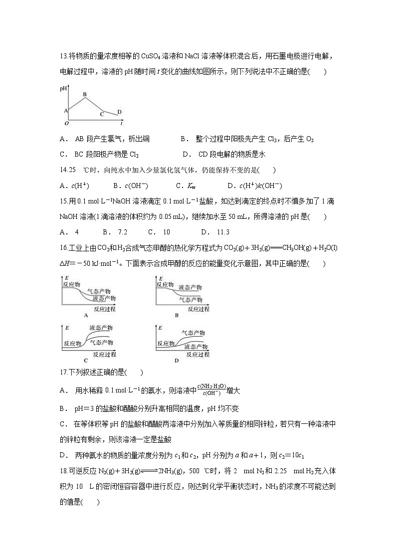 【化学】云南省屏边县第一中学2019-2020学年高二上学期12月月考试题03
