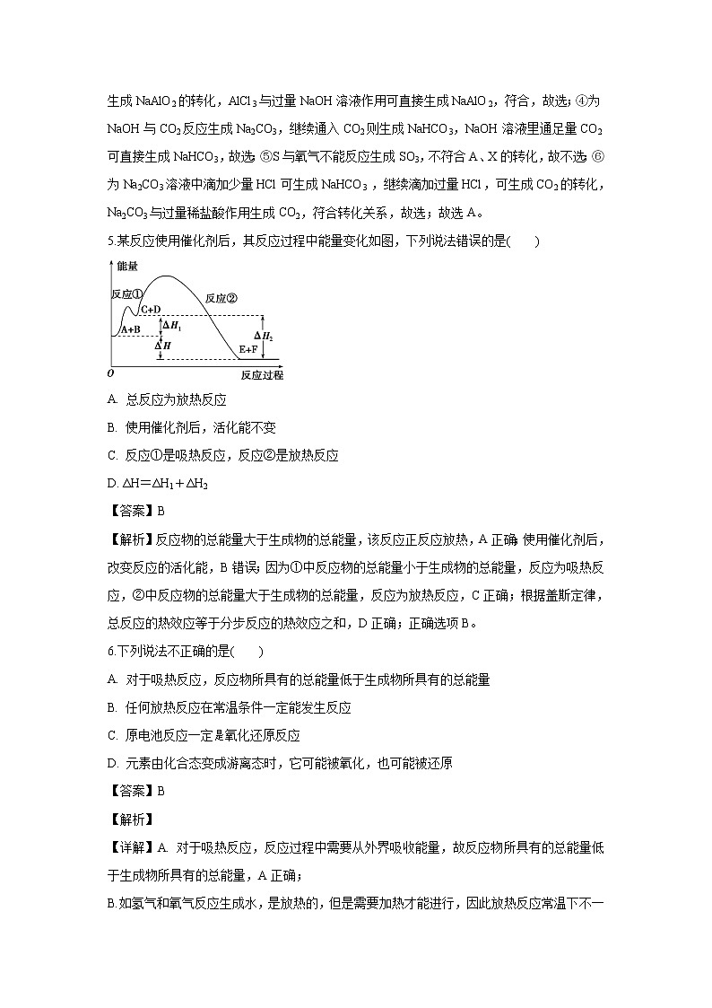 【化学】吉林省白城市通榆县第一中学2019-2020学年高二上学期第一次月考试题（解析版）03