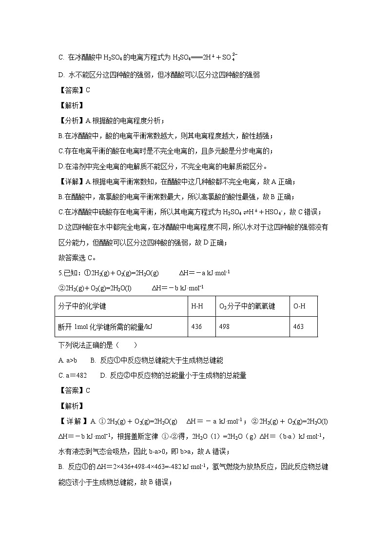 【化学】江西省上高县第二中学2019-2020学年高二上学期第一次月考试题（解析版）03