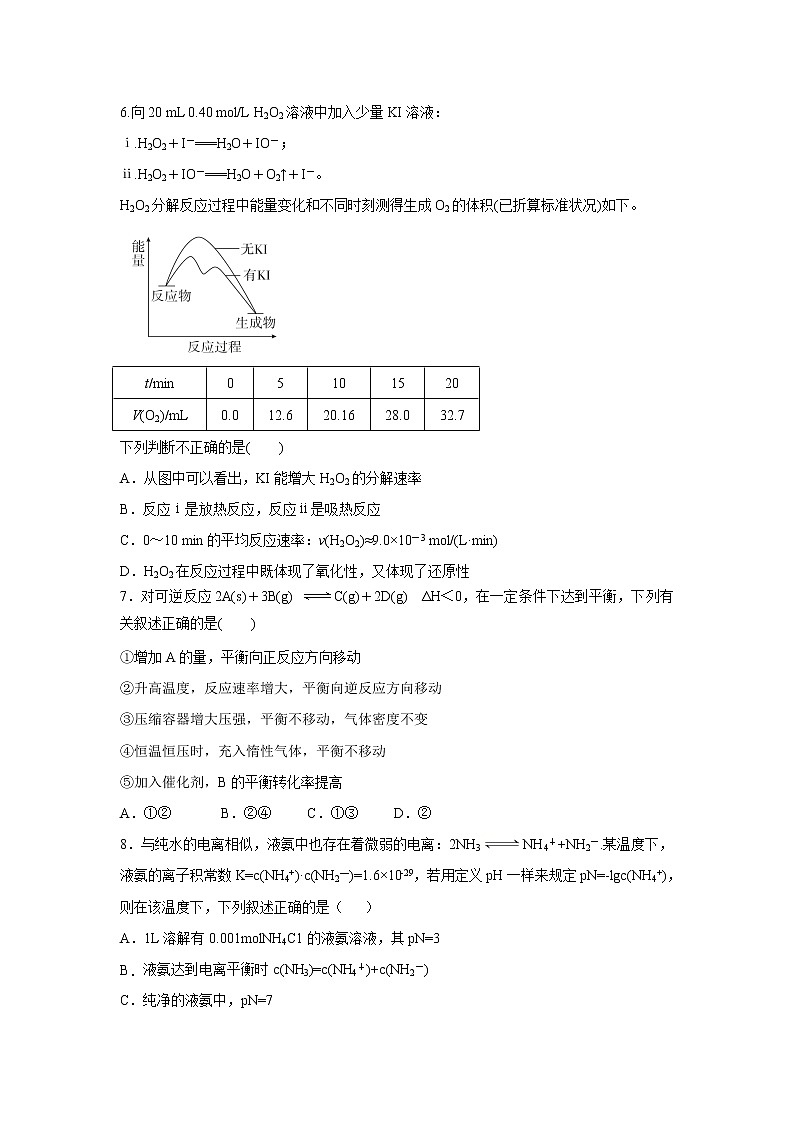 【化学】江西省新余市第一中学2019-2020学年高二上学期第二次段考试题02
