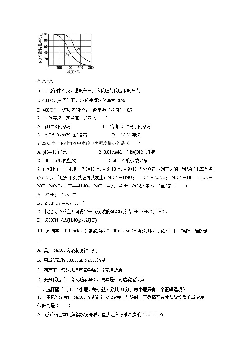 【化学】内蒙古包钢一中2019-2020学年高二上学期10月月考试题第2页