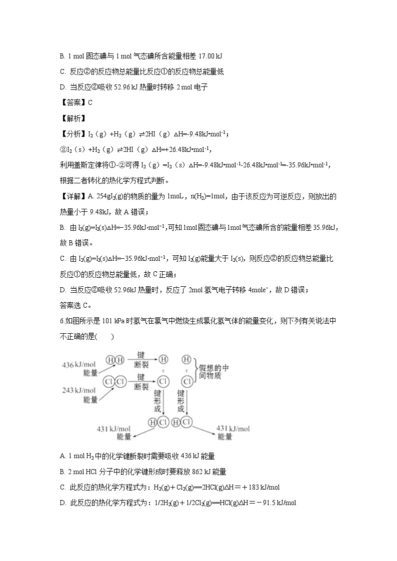 【化学】山西省应县第一中学校2019-2020学年高二上学期第一次月考试题（解析版）03