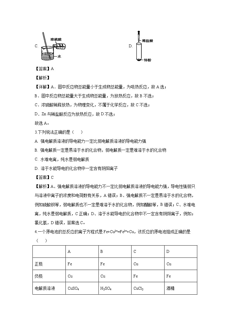 【化学】陕西省榆林市第二中学2019-2020学年高二上学期期中考试试题（解析版）02