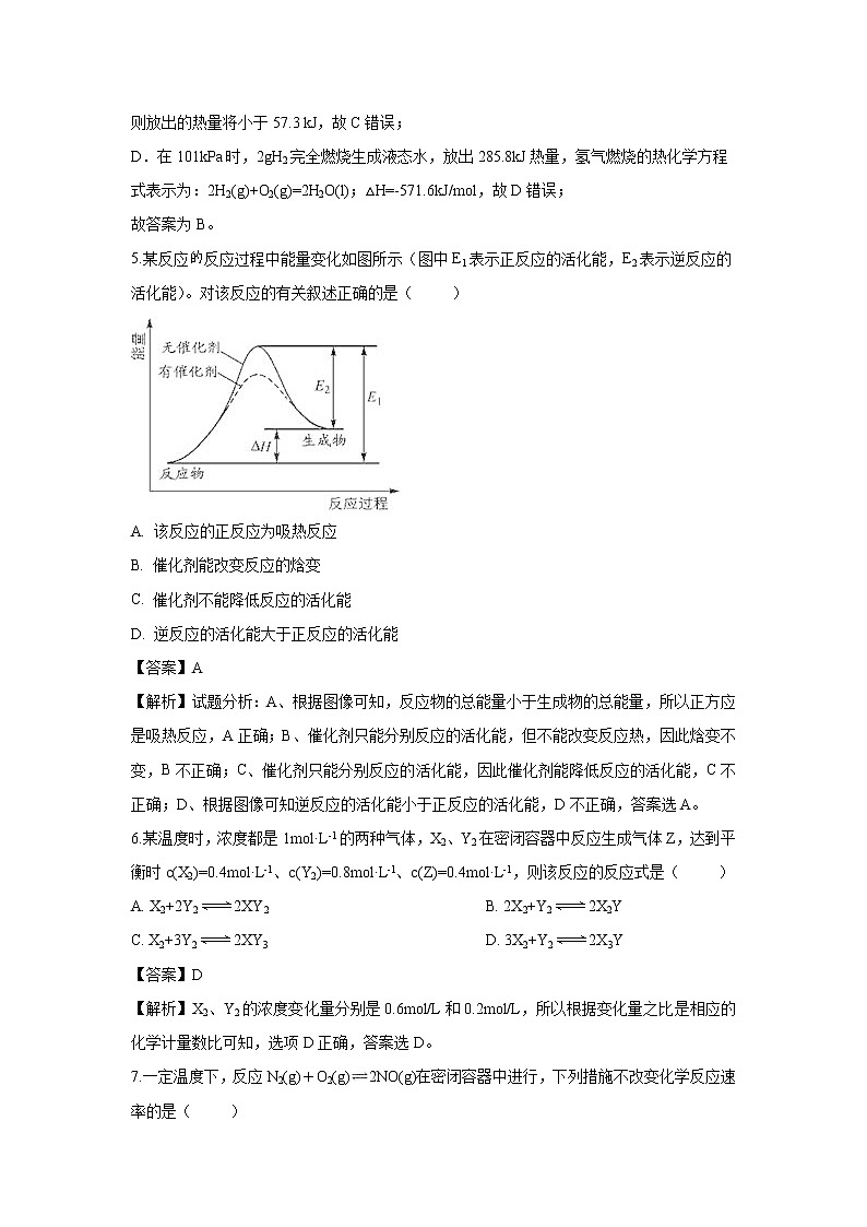 【化学】广东省潮州市潮安区颜锡祺中学2019-2020学年高二上学期期中考试试题（解析版）03