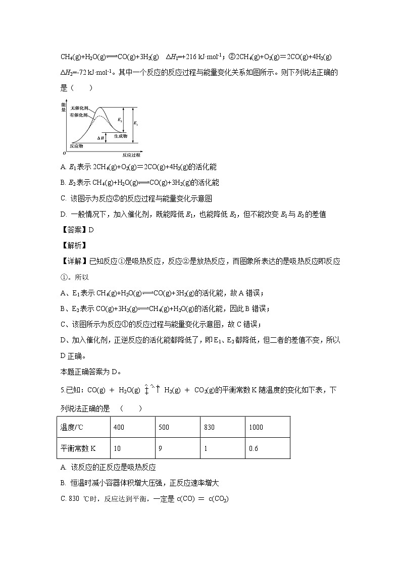 【化学】贵州省安顺市平坝第一高级中学2019-2020学年高二上学期期中考试试题（解析版）第3页