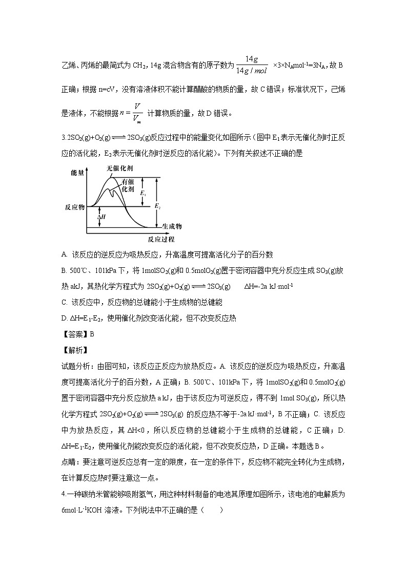 【化学】湖北省随州一中2019-2020学年高二上学期期中考试（解析版）02