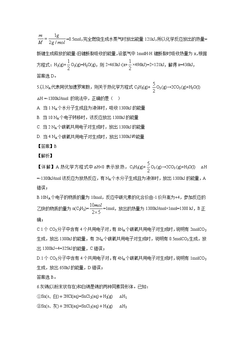 【化学】山西省晋中市平遥县第二中学2019-2020学年高二10月月考试题（解析版）03
