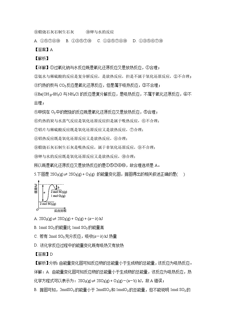 【化学】山西省运城市景胜中学2019-2020学年高二9月月考试题（解析版）03