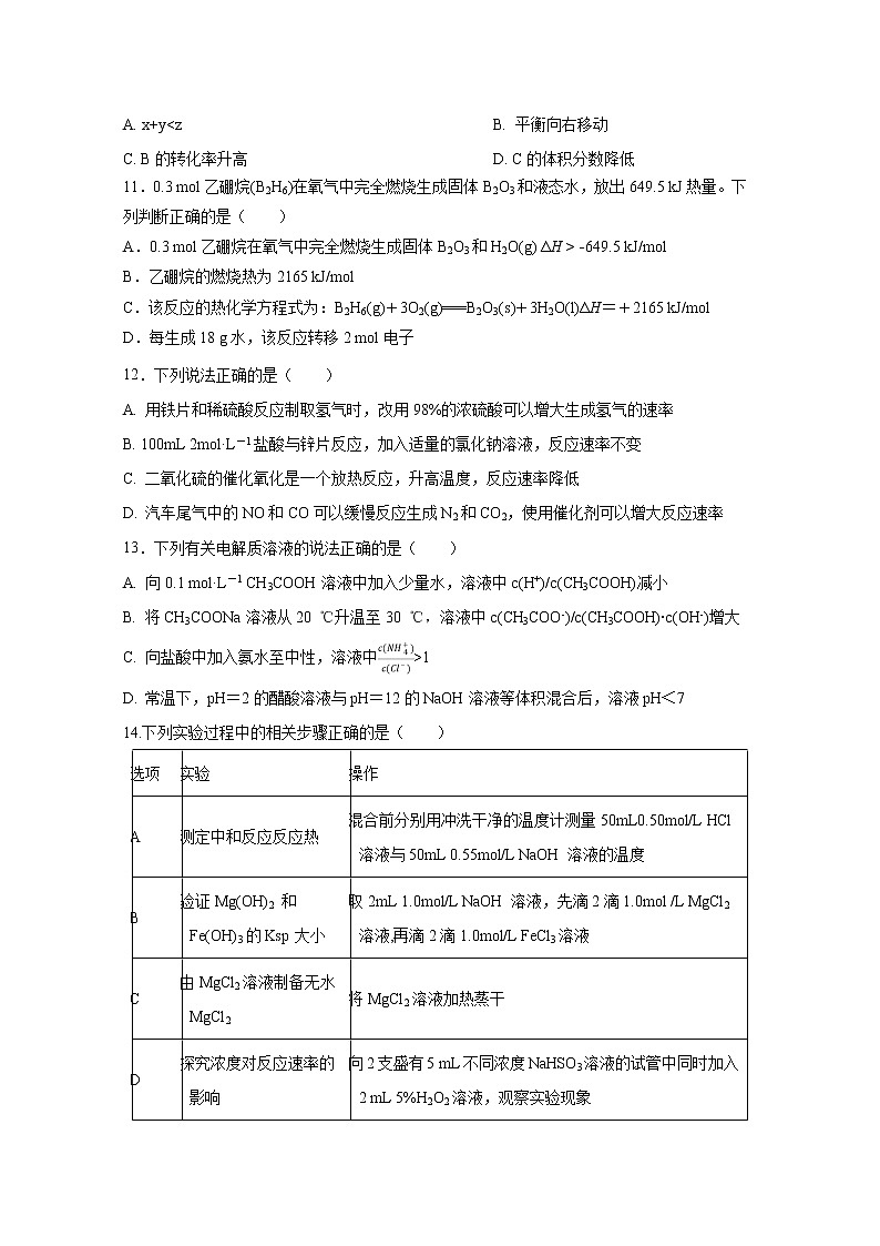 【化学】四川省三台中学实验学校2019-2020学年高二12月月考试题03
