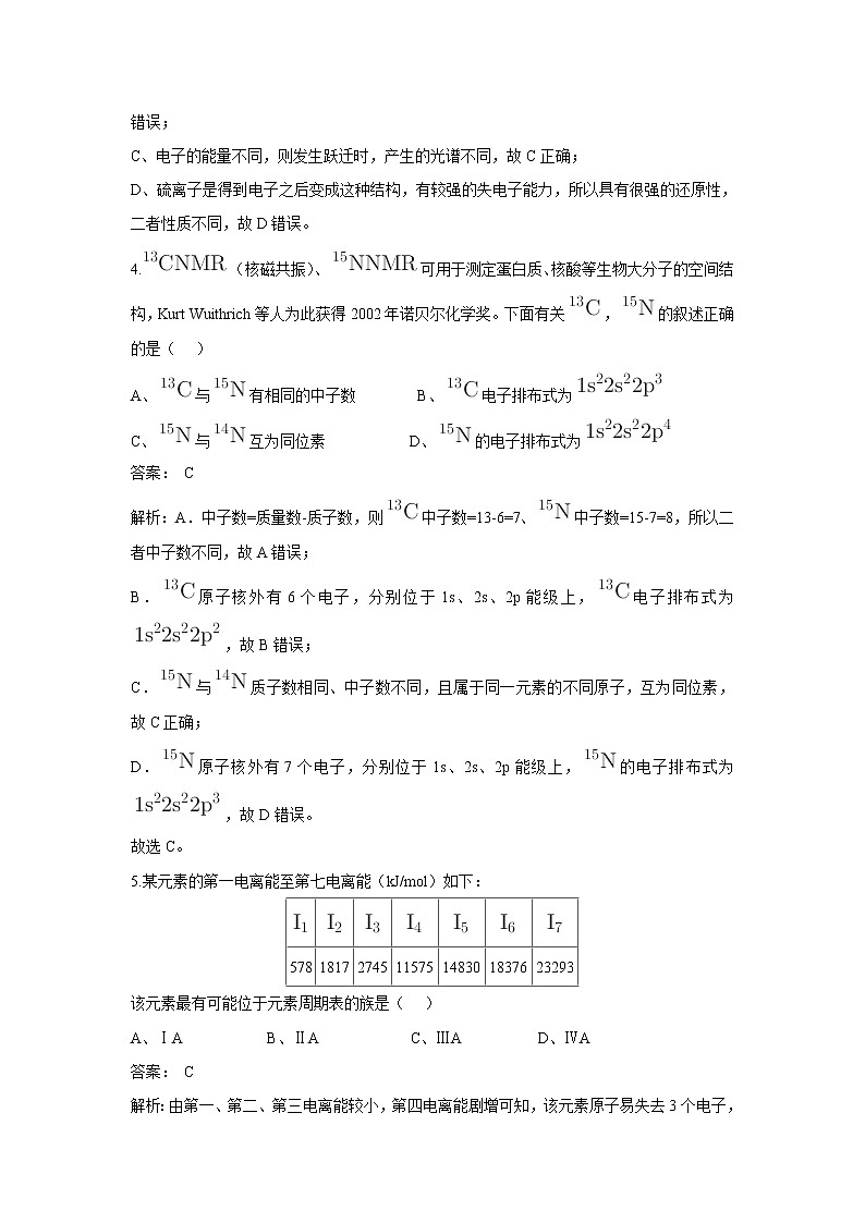【化学】河南省林州市第一中学2019-2020学年高二3月线上调研考试试题（实验班）（解析版）02