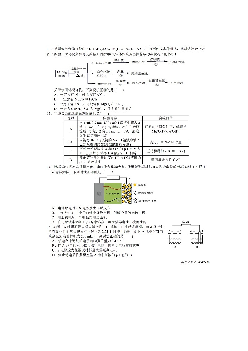 【化学】四川省成都市树德中学2019-2020学年高二5月半期考试试题（扫描版）03