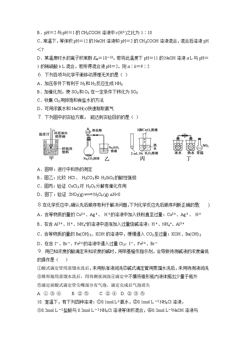 【化学】河南省商丘市第一高级中学2019-2020学年高二第一学期期中考试试卷02