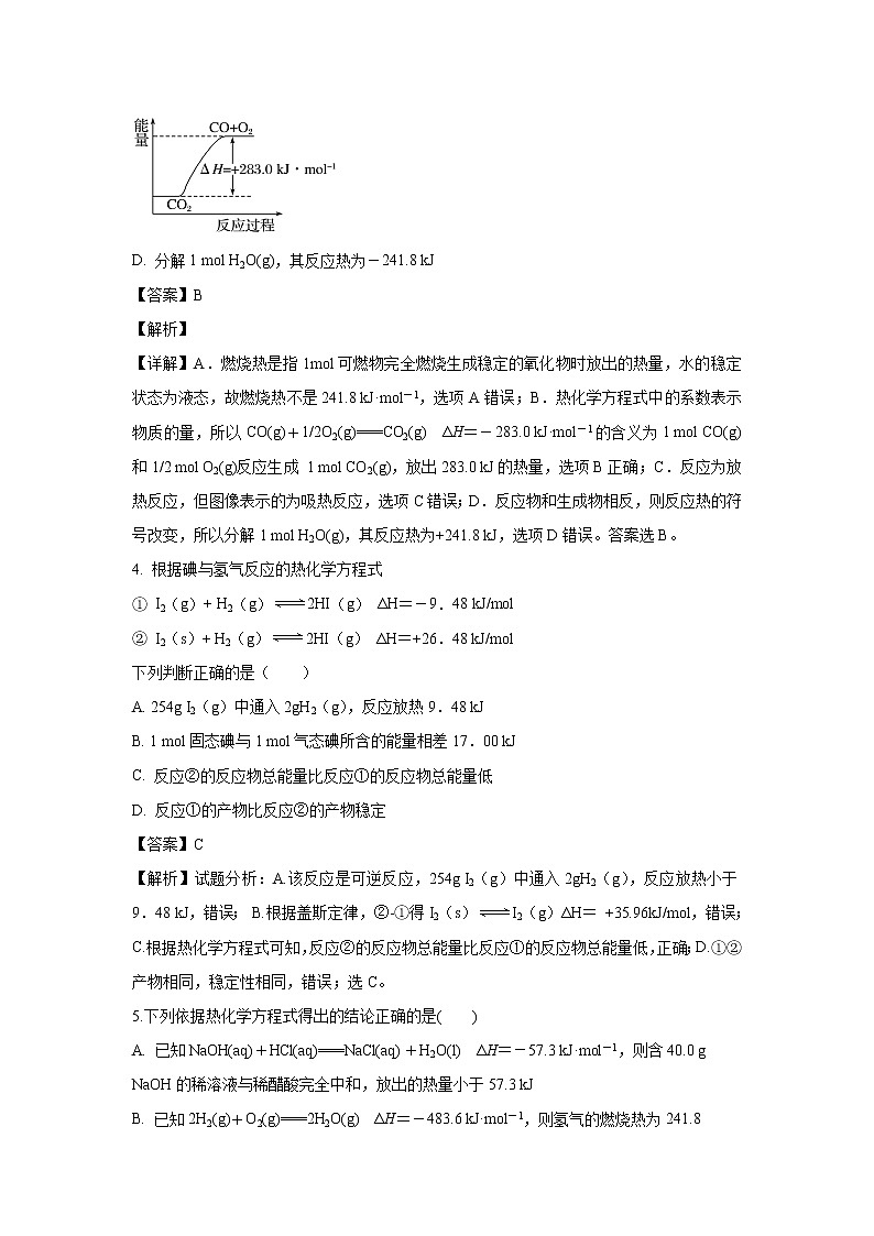 【化学】安徽省青阳县第一中学2019-2020学年高二10月月考试题（解析版）02