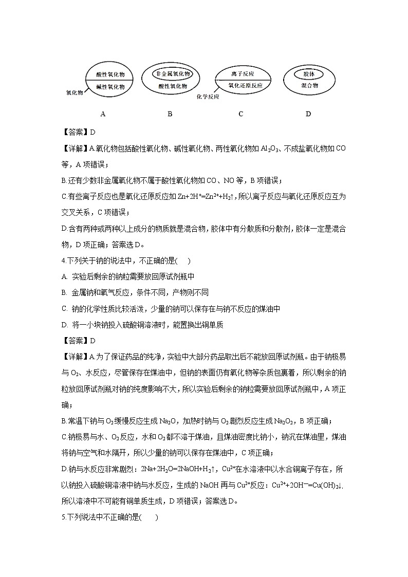 【化学】山东省师范大学附属中学2018-2019学年高一上学期第一次学分认定考试试题（解析版）02