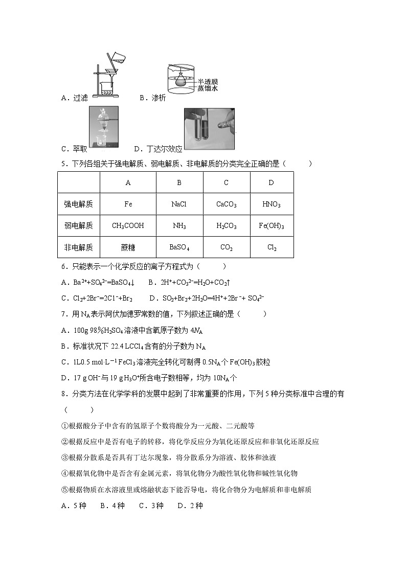 【化学】四川省成都外国语学校2018-2019学年高一上学期半期考试试卷（解析版）02