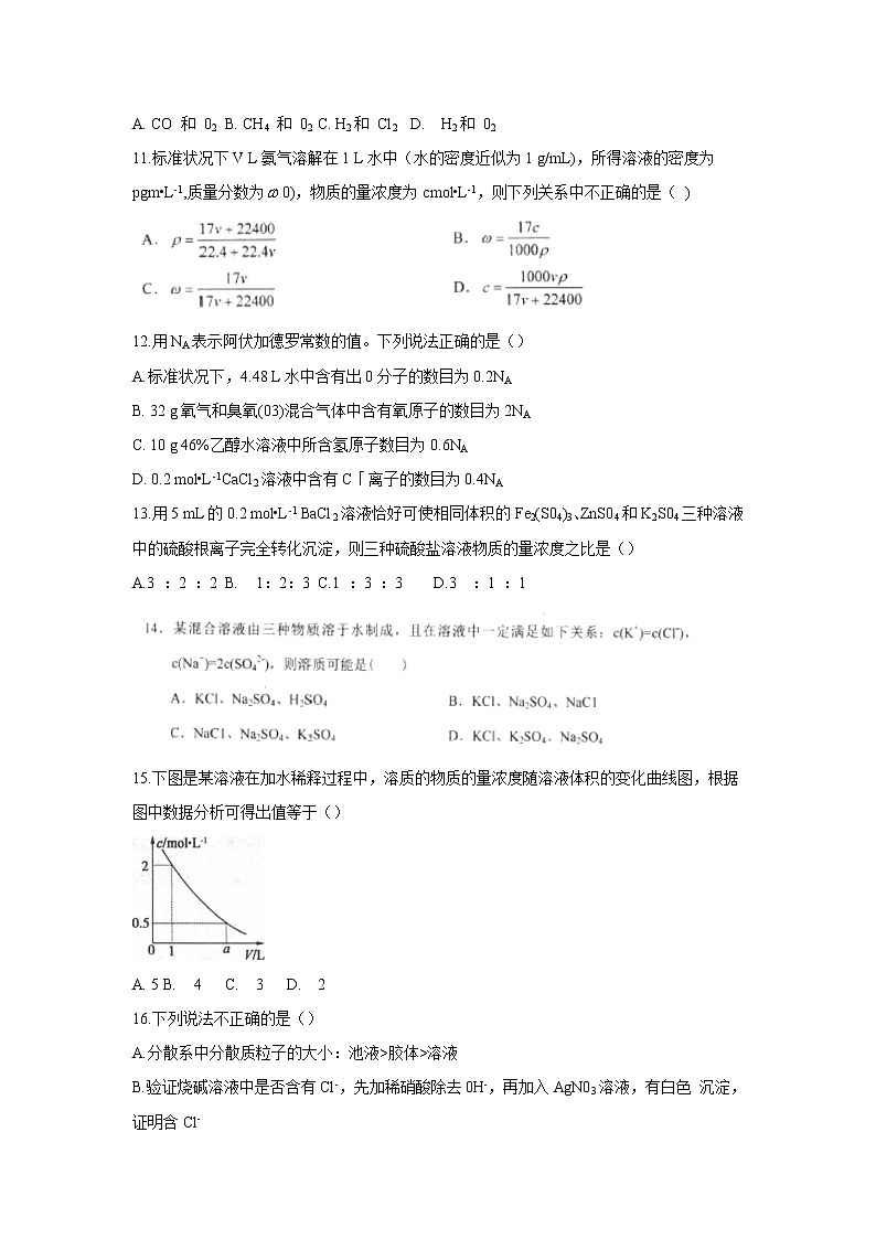 【化学】河南省豫西名校2018-2019学年高一上学期第一次联考试题（解析版）03