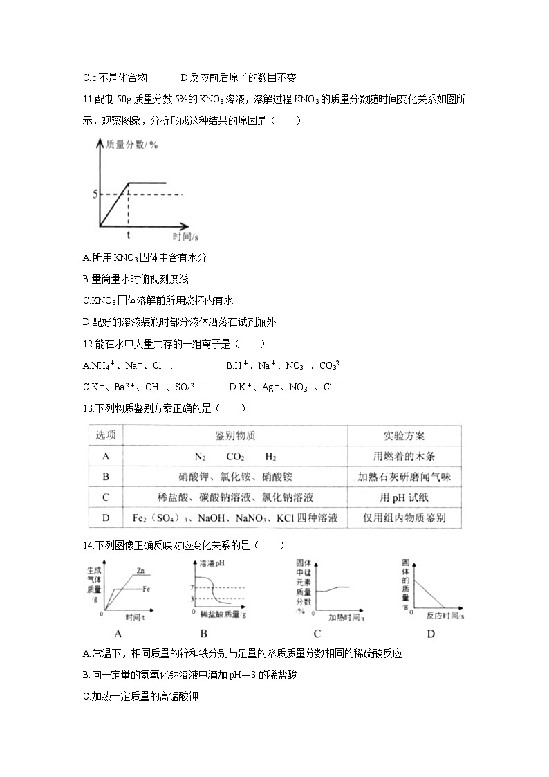 【化学】河北省张家口市2019-2020学年高一上学期文化课摸底考试试题03