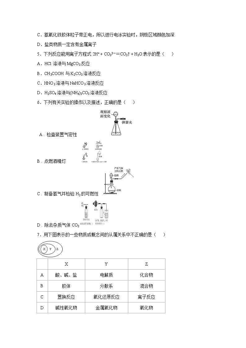 【化学】重庆市第一中学2019-2020学年高一上学期10月月考试题第2页