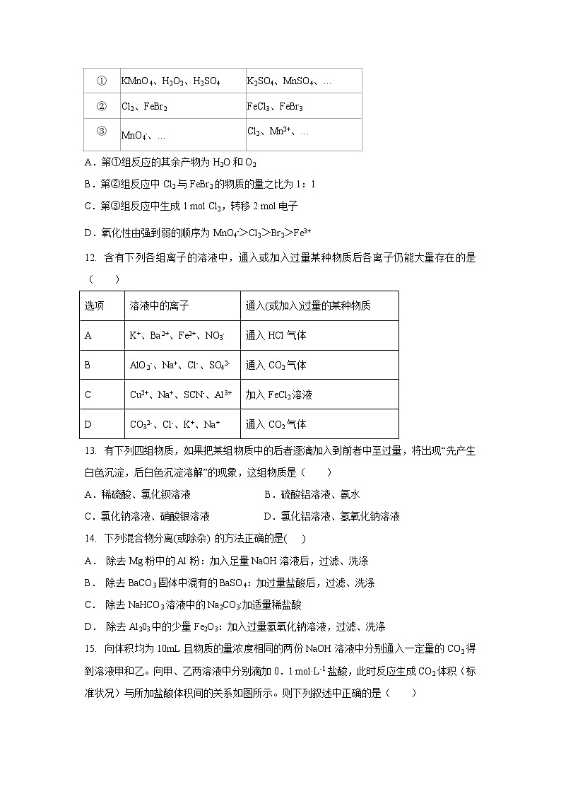 【化学】辽宁省沈阳市东北育才学校2018-2019学年高一上学期第二次月考试题03