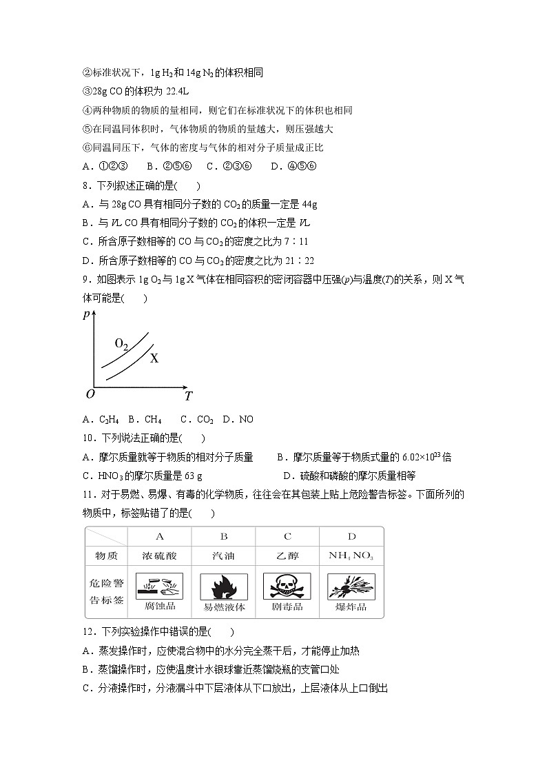 【化学】青海海东市第二中学2019-2020学年高一上学期第一次月考试题第2页