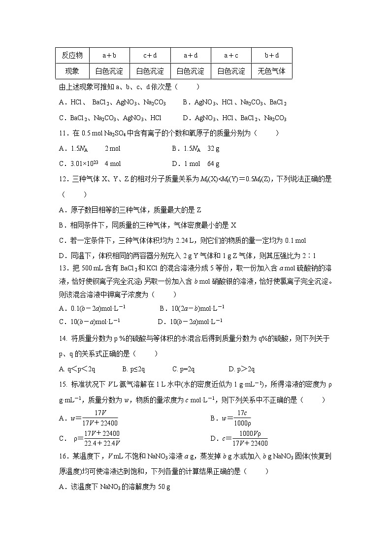 【化学】内蒙古赤峰二中2018-2019学年高一上学期第一次月考试题03