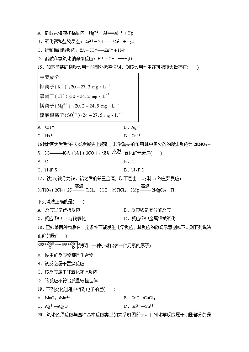 【化学】山东省临沂市蒙阴县实验中学2019-2020学年高一上学期第一次月考试题03