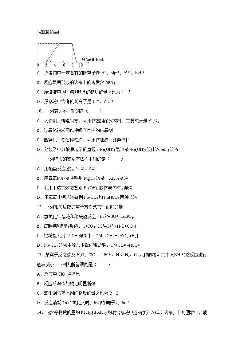 【化学】江西名师联盟2019-2020学年高一上学期第二次月考精编仿真金卷试题（解析版）第3页