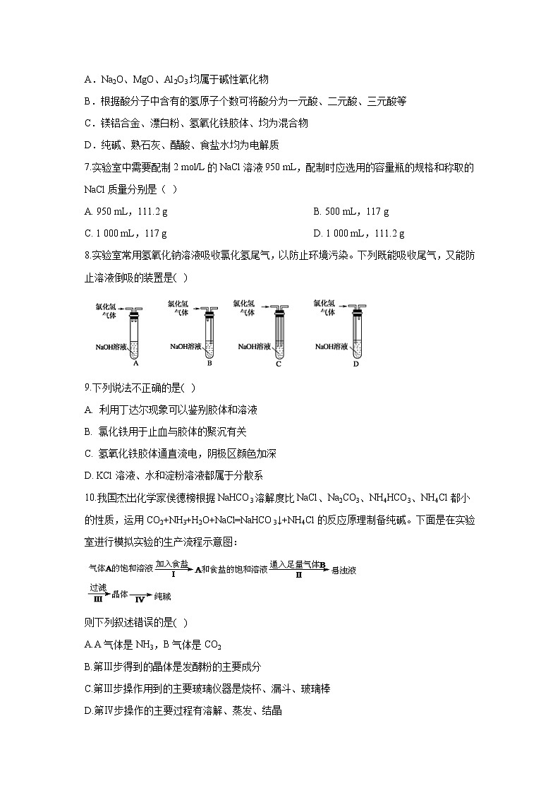 【化学】辽宁省凌源市实验中学2019-2020学年高一上学期期中考试试卷第2页