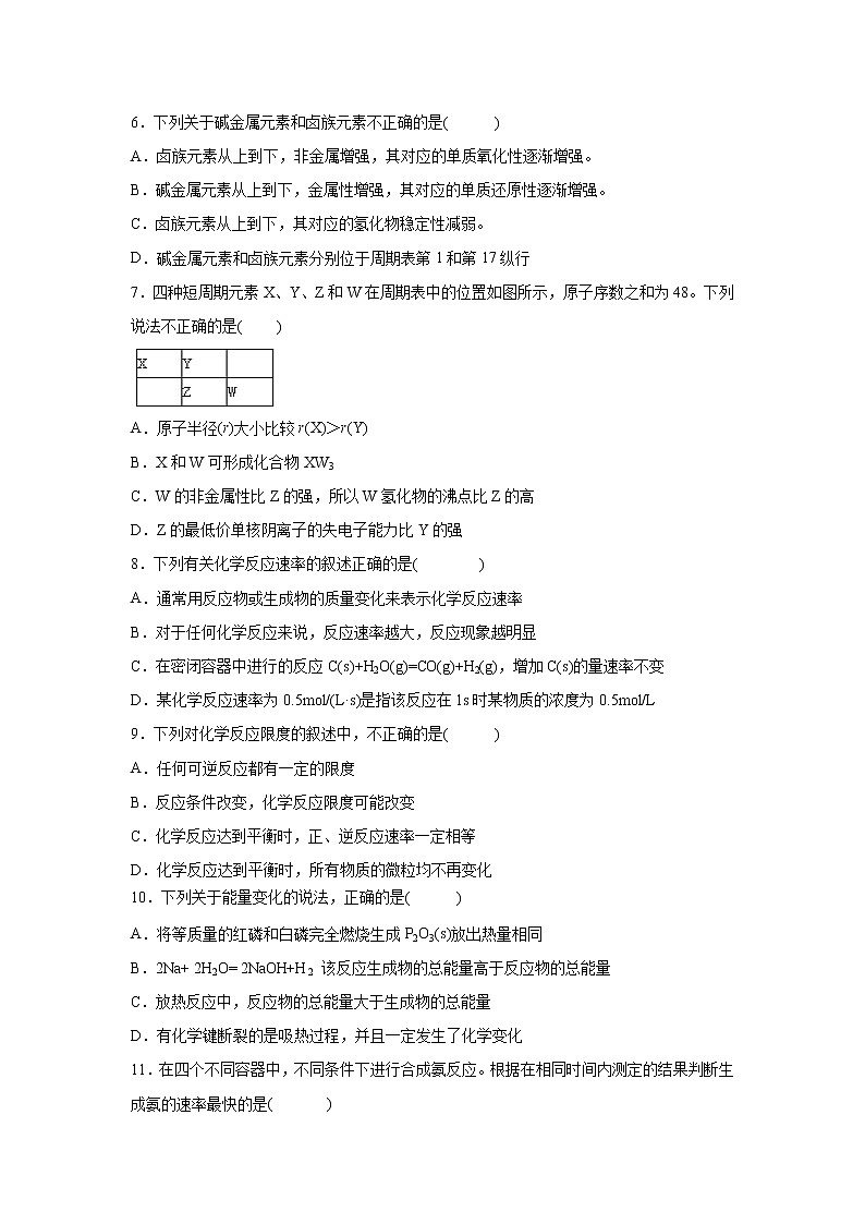 【化学】湖南省株洲市2019-2020学年高一上学期期中考试试卷02