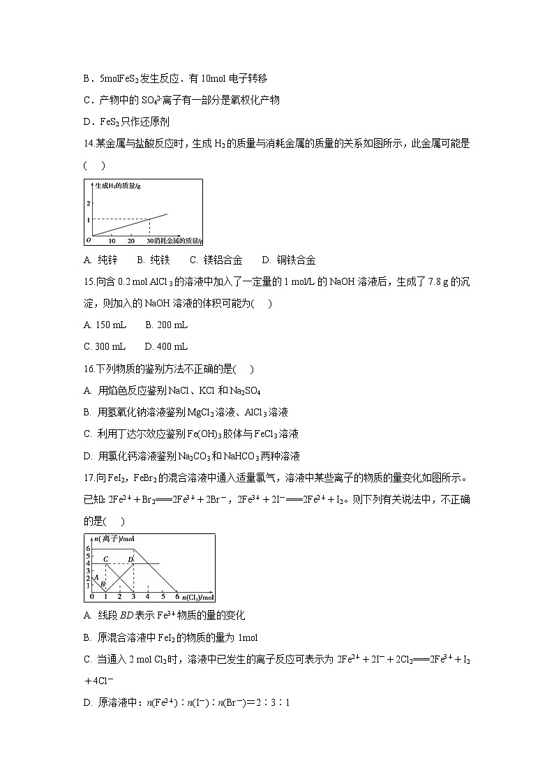 【化学】安徽省芜湖市无为县襄安中学2018-2019学年高一上学期期中检测试题（解析版）03