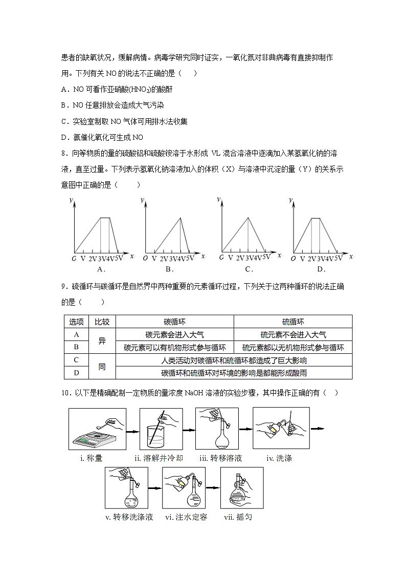 【化学】天津市第一中学2018-2019学年高一上学期期末考试试题02