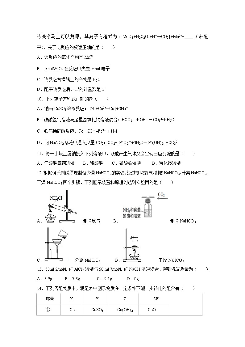 【化学】陕西省西安市长安区第一中学2018-2019学年高一上学期期末考试试题03