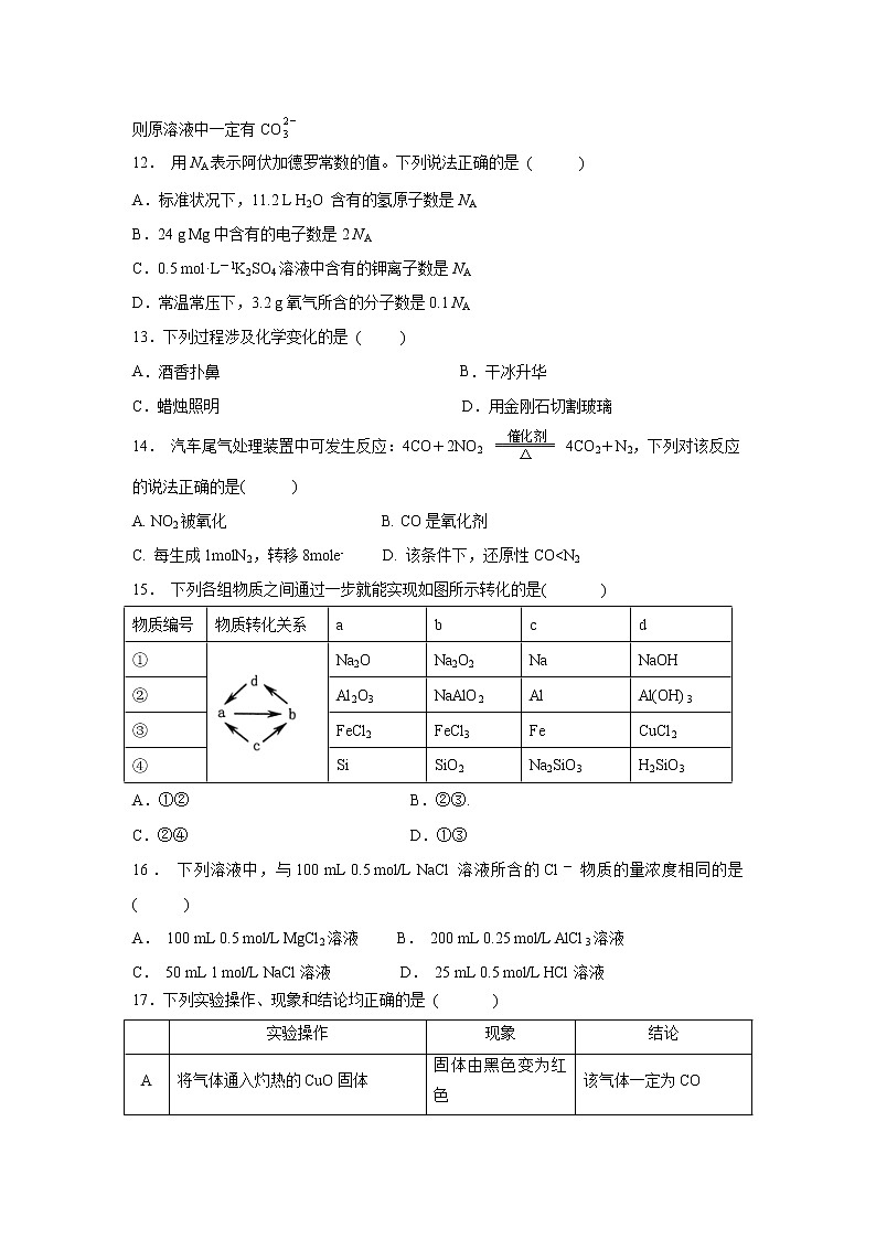 【化学】江苏省南京市溧水高级中学2018-2019高一上学期期末考试试题03