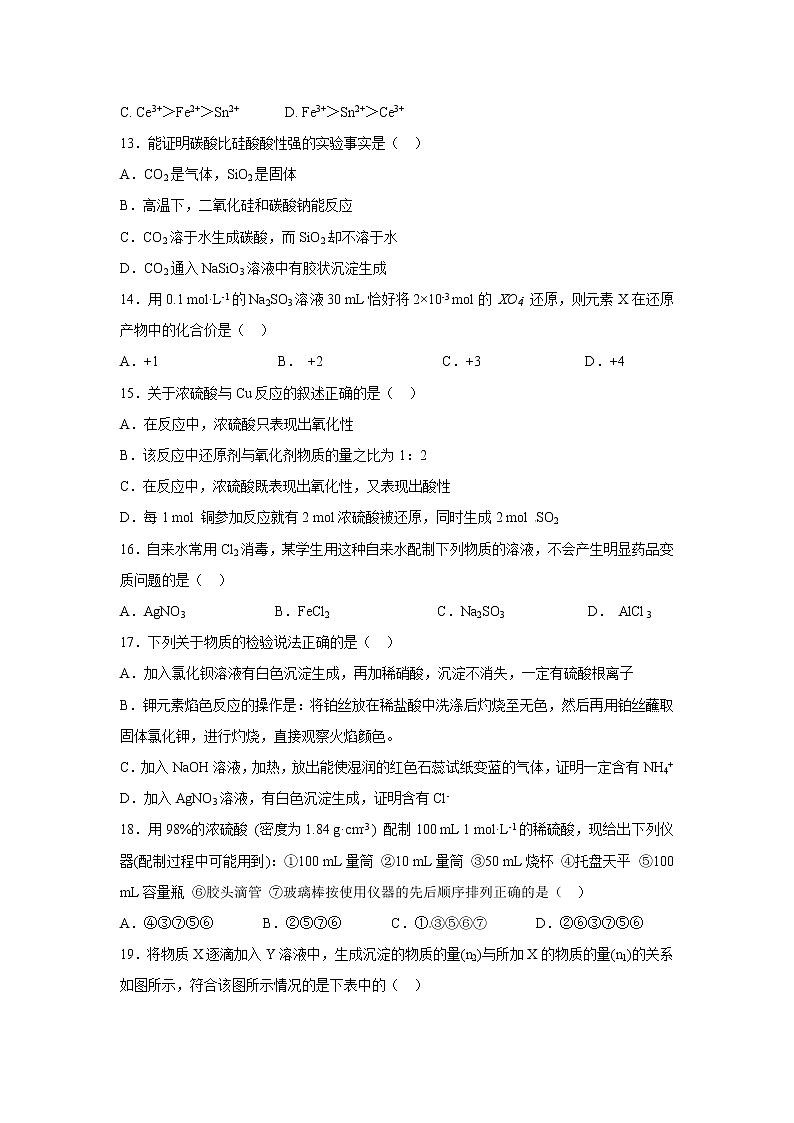 【化学】甘肃省兰州市2018-2019学年高一上学期第二片区丙组期末联考试题03