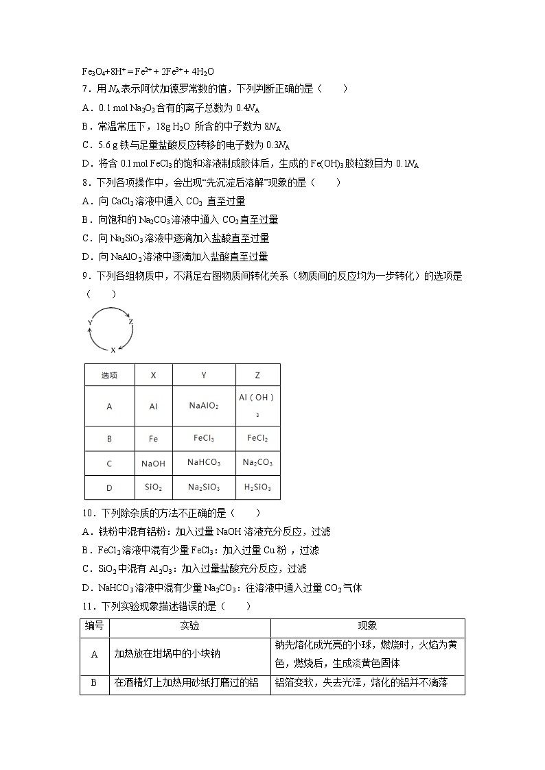 【化学】甘肃省平凉市静宁县第一中学2018-2019学年高一上学期期末考试试题02