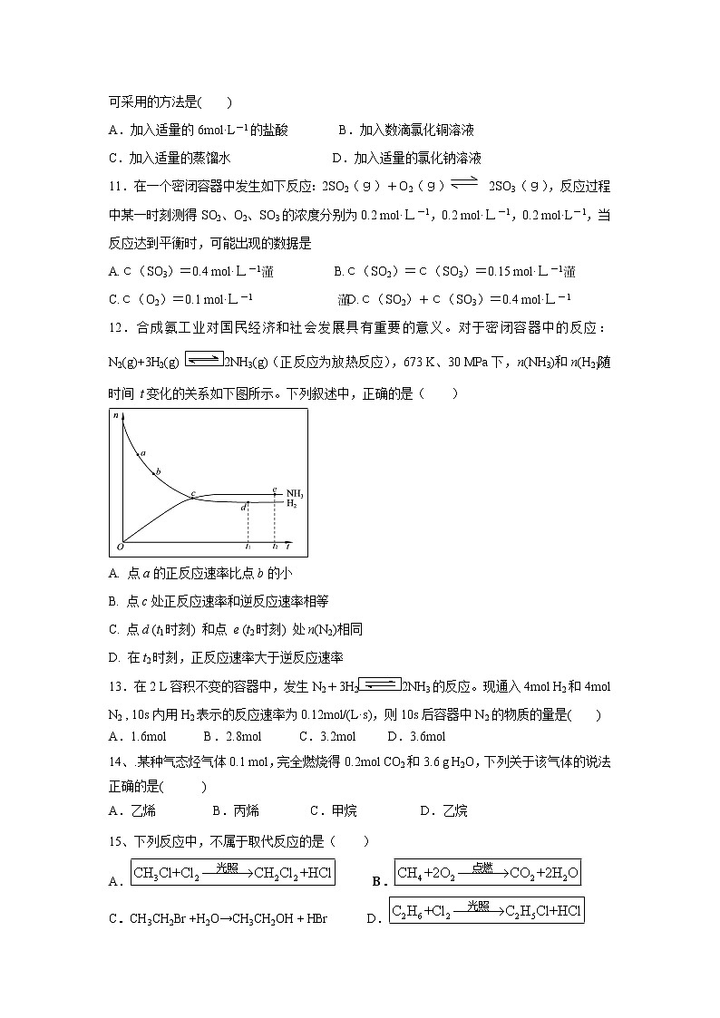 【化学】山东省惠民县第一中学2018-2019学年高一下学期联考试题03