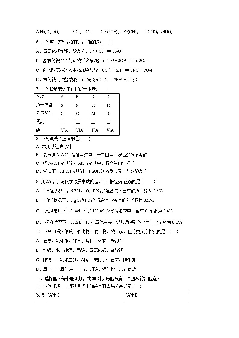 【化学】辽宁省本溪市第一中学2018-2019学年高一下学期开学考试试题02