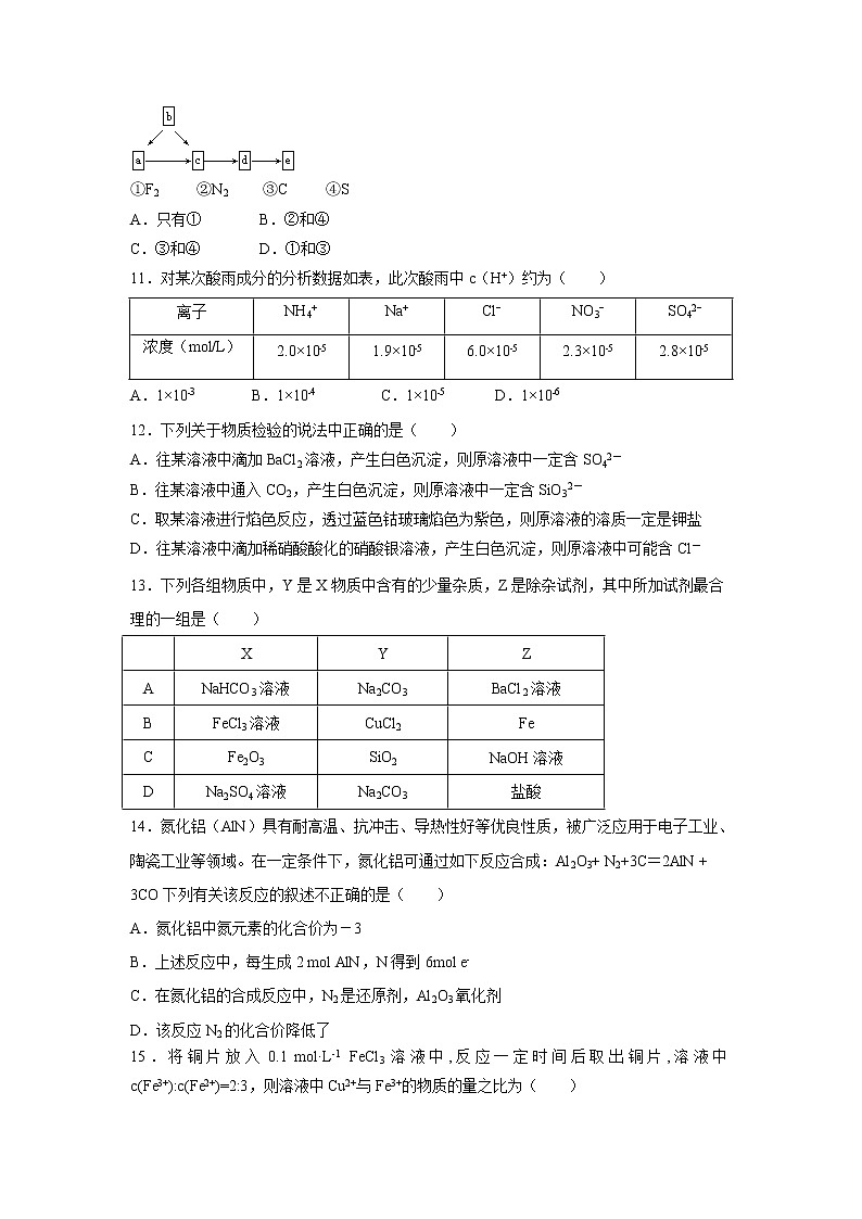 【化学】河北省邢台市第一中学2018-2019学年高一下学期开学考试试题03