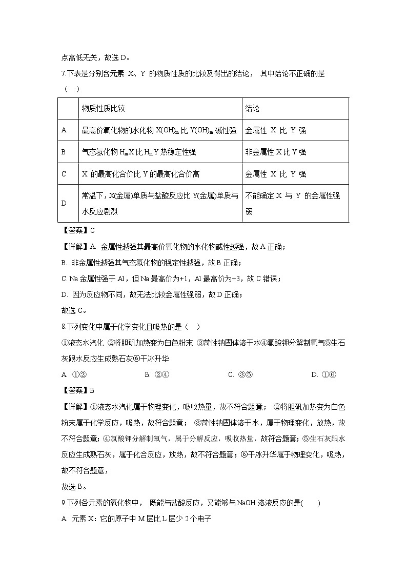 【化学】湖北省宜昌市部分示范高中教学协作体2018-2019学年高一下学期期中联考试题（解析版）03