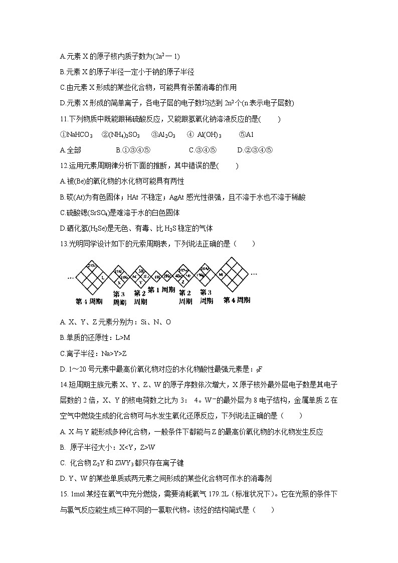 【化学】安徽省合肥市合肥一中、合肥六中2018-2019学年高一下学期期中联考试题03