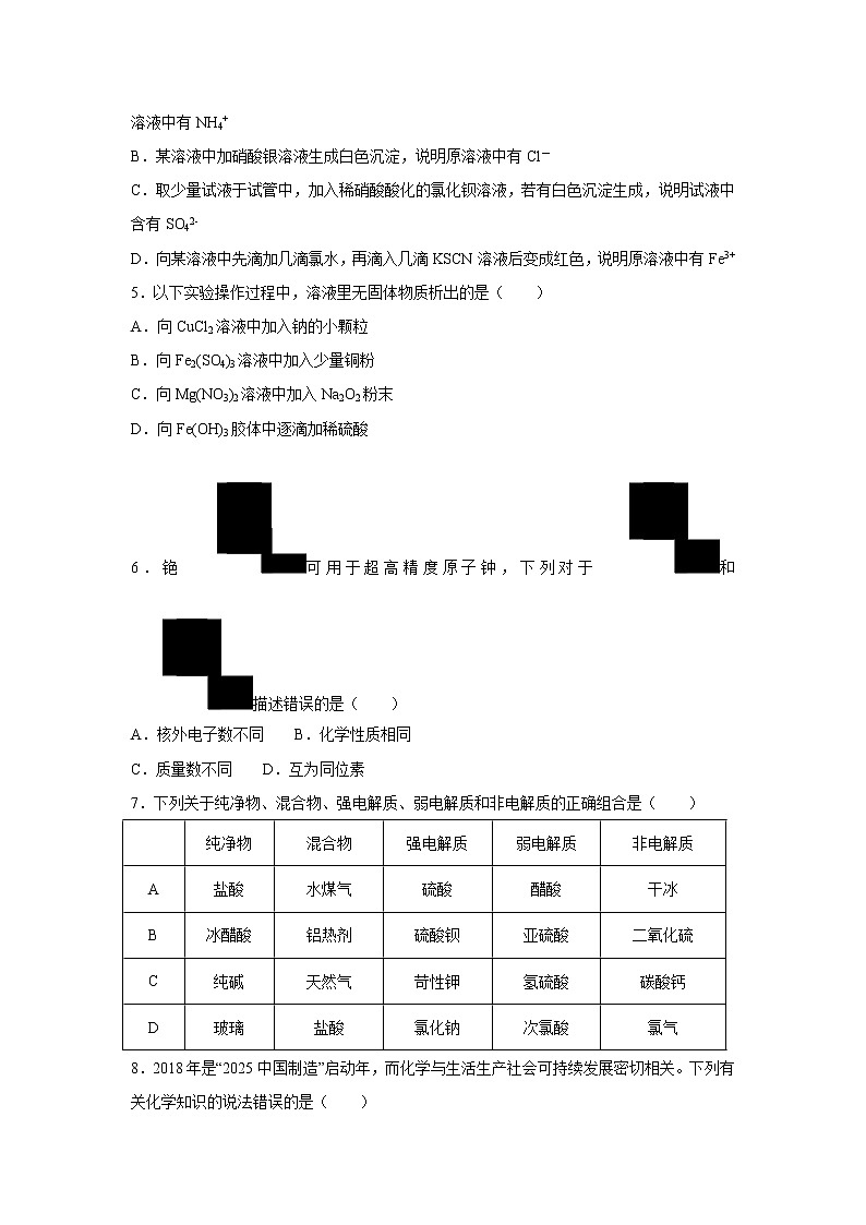 【化学】山西省晋中市和诚高中有限公司2018-2019学年高一3月月考试试题02