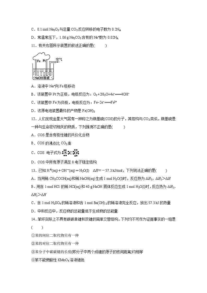 【化学】湖北省应城市第一高级中学2018-2019高一5月月考试卷03