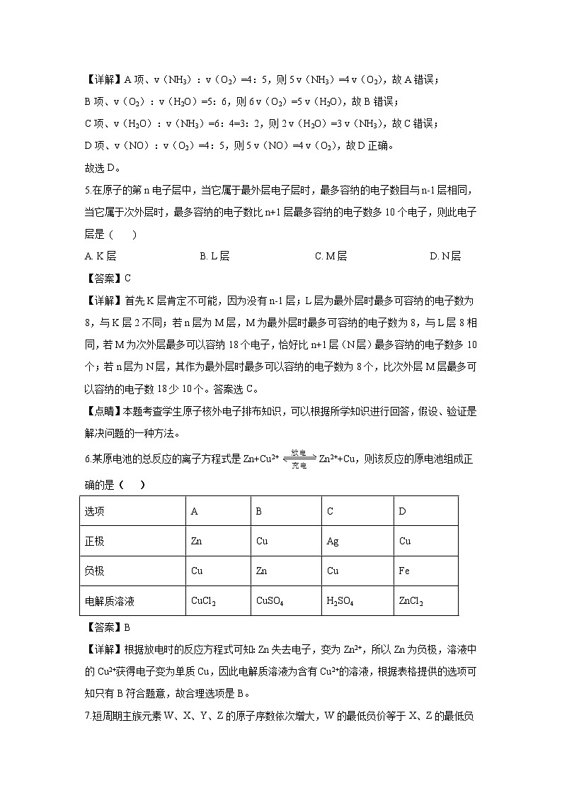 【化学】新疆北京大学附属中学新疆分校2018-2019学年高一下学期期中考试试卷（解析版）03