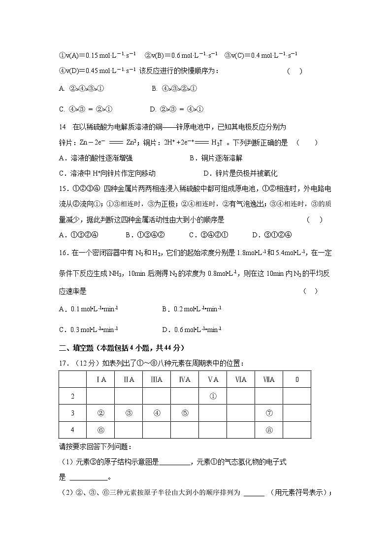【化学】云南省泸西县泸源普通高级中学2018-2019学年高一下学期期中考试试题03