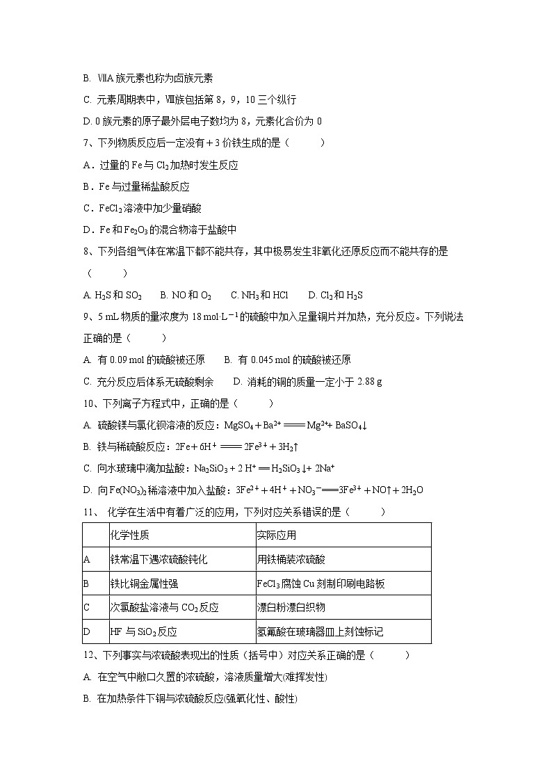 【化学】江苏省常州礼嘉中学2018-2019学年高一下学期期中考试试卷02