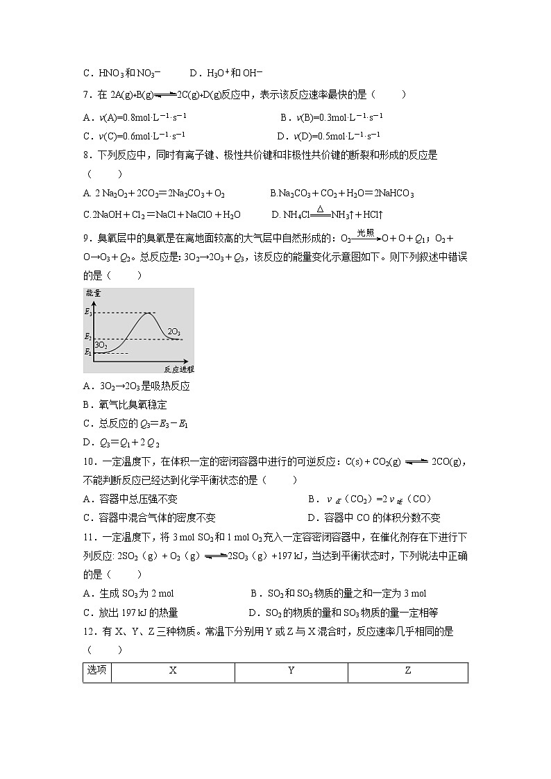 【化学】江西省上饶市玉山县第一中学2018-2019高一下学期期中考试（14-22班）试卷02